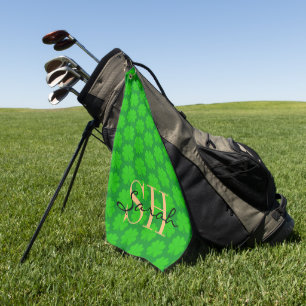 Shamrock & Lucky Clover leaf monogrammed / irish  Golf Towel