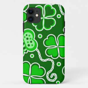 Shamrock Lucky Four Leaf Clover & Butterflies iPhone 11 Case