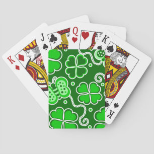 Shamrock Lucky Four Leaf Clover & Butterflies Playing Cards