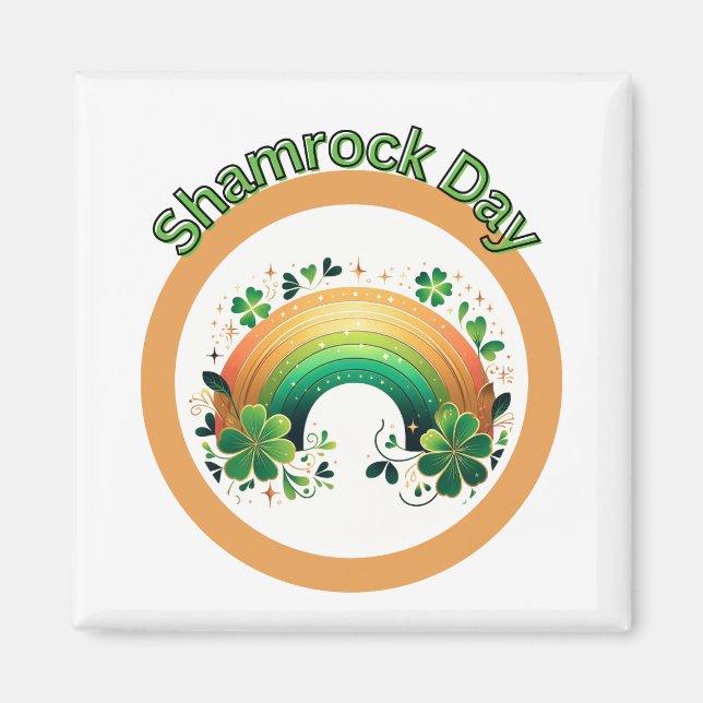 Shamrock Lucky Rainbow St. Patrick's Day Magnet (Front)
