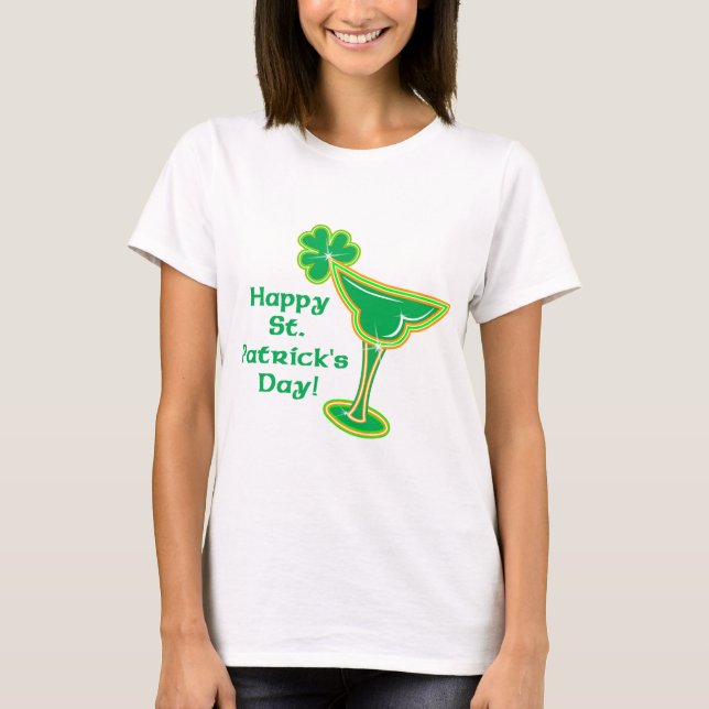 Shamrock Margarita with Greeting T-Shirt (Front)