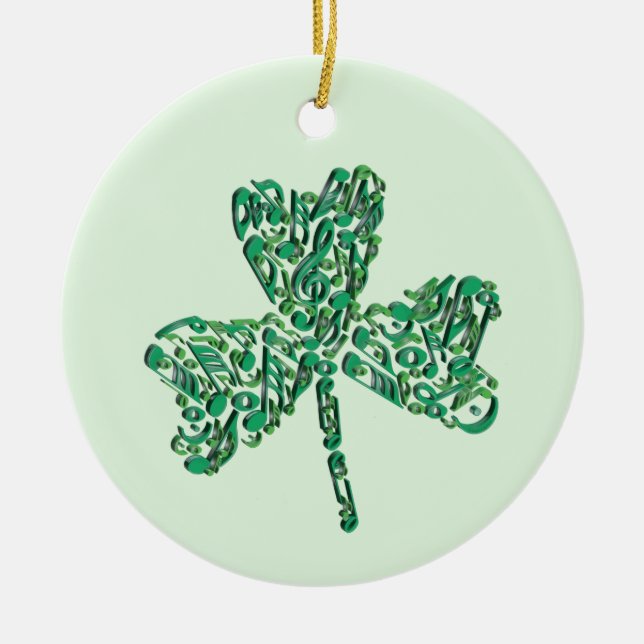 Shamrock Music Notes Ornament (Front)