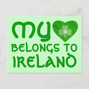 Shamrock 'My Heart belongs to... ' postcard white