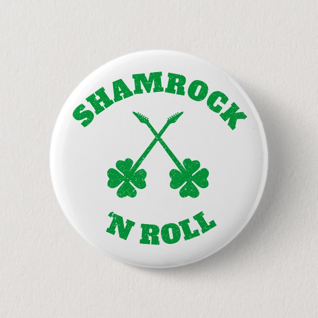 Shamrock 'n Roll Grunge 2 Inch Round Button (Front)