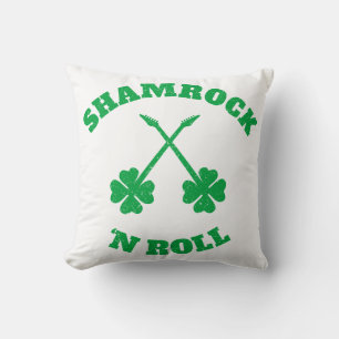 Shamrock 'n Roll Grunge Throw Pillow