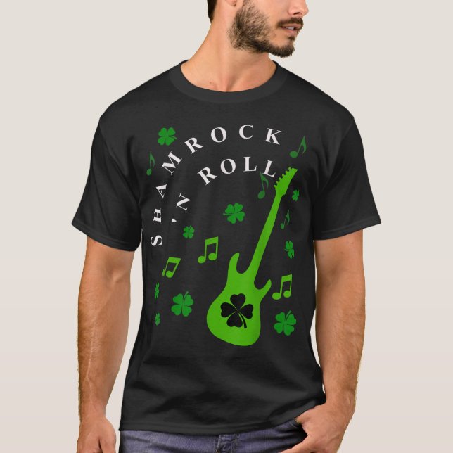 SHAMROCK N ROLL St Patricks Day Irish Music  T-Shirt (Front)