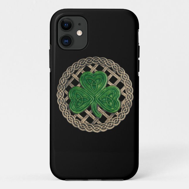 Shamrock noir et noeuds celtiques iPhone 5G Coque (Dos)