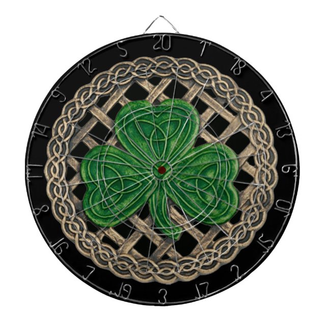 Shamrock noir sur la Cible de flechettes des noeud (Devant)
