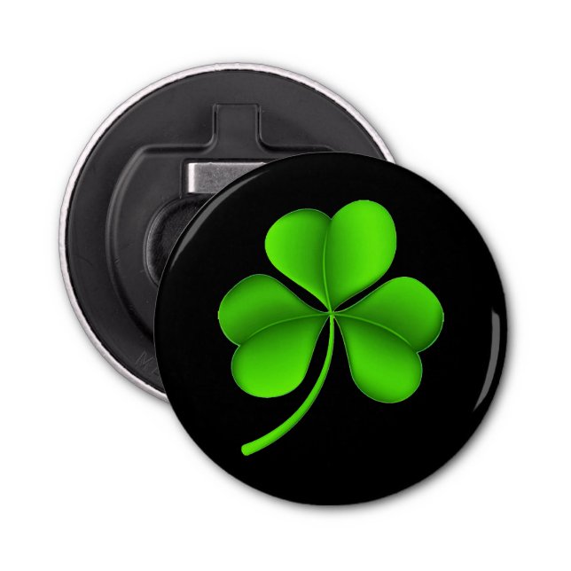 Shamrock On Black bocnt Bottle Opener (Front)