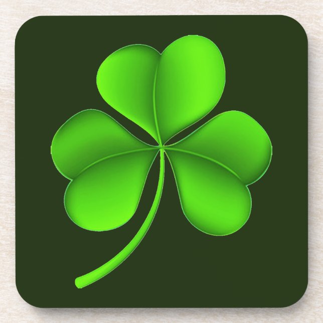 Shamrock on Dark Green coastercnt Coaster (Front)