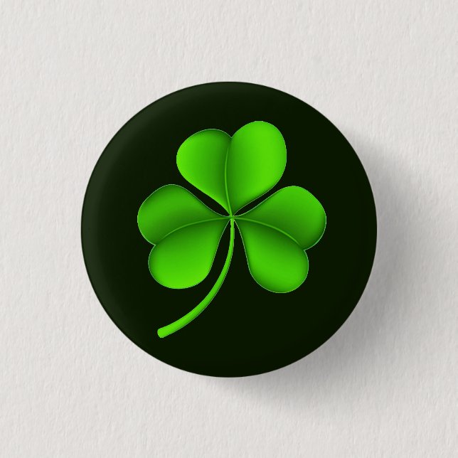Shamrock on dark green pbcnt 1 inch round button (Front)
