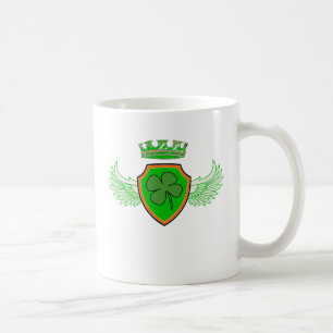 Shamrock on Shield with Wings and Crown Coffee Mug