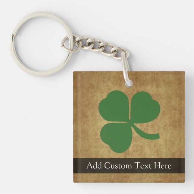 Shamrock on Vintage Background Keychain (Front)