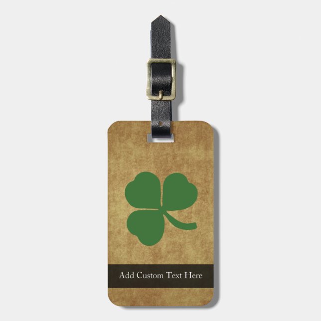 Shamrock on Vintage Background Luggage Tag (Front Vertical)