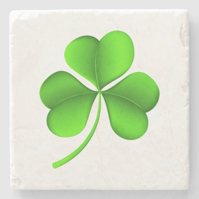 Shamrock On White coastercnt Stone Coaster (Front)