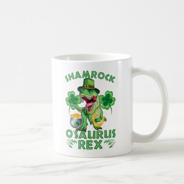 Shamrock O'saurus Rex | St. Patrick's Day Coffee Mug (Right)