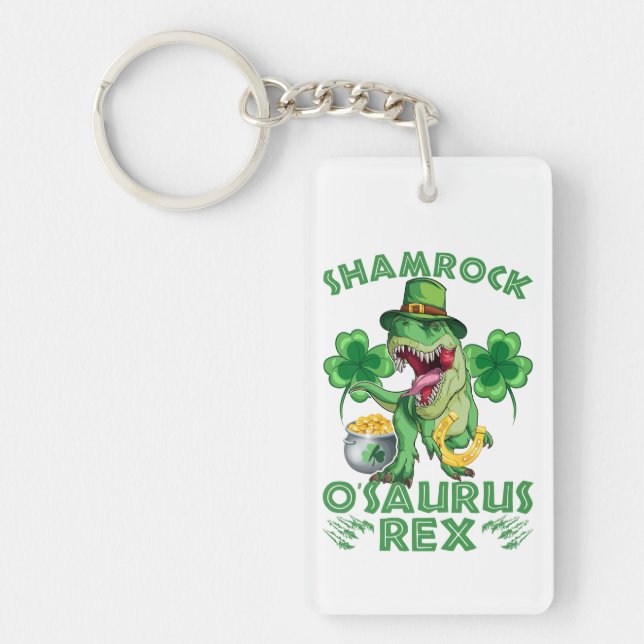 Shamrock O'saurus Rex | St. Patrick's Day Keychain (Front)