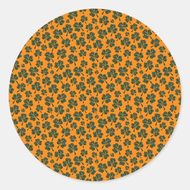 Shamrock pattern classic round sticker (Front)