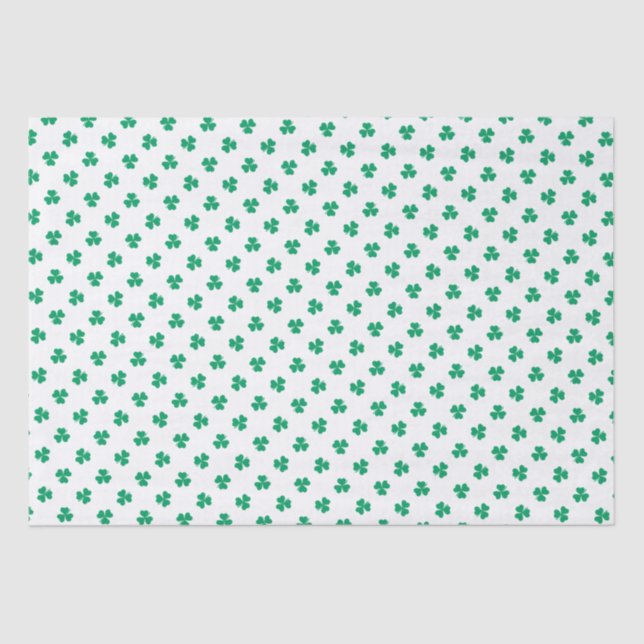 Shamrock Pattern Green White St. Patrick's Day Tissue Paper (Front)