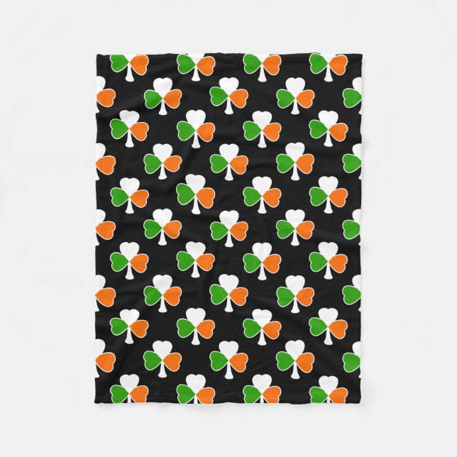 Shamrock Pattern | Irish Flag Fleece Blanket (Front)