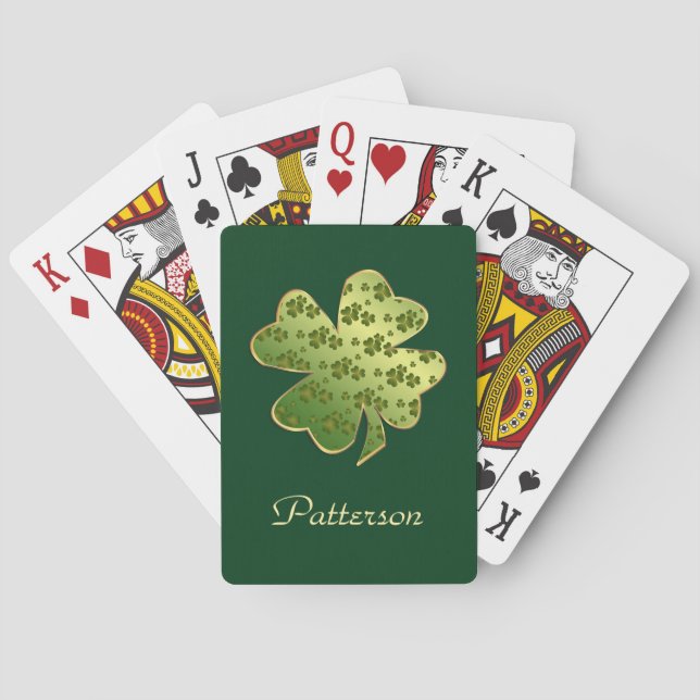Shamrock Pattern Personalized Playing Cards (Back)