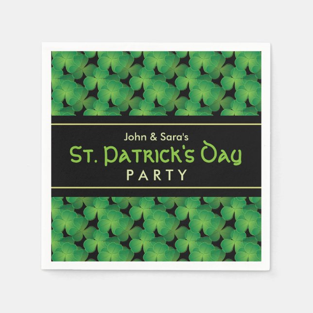 Shamrock Pattern St. Patrick's Day Party Napkin (Front)