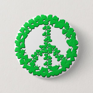 Shamrock Peace Sign Products 2 Inch Round Button
