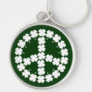 Shamrock Peace Symbol Keychain