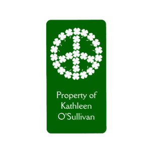 Shamrock Peace Symbol Label