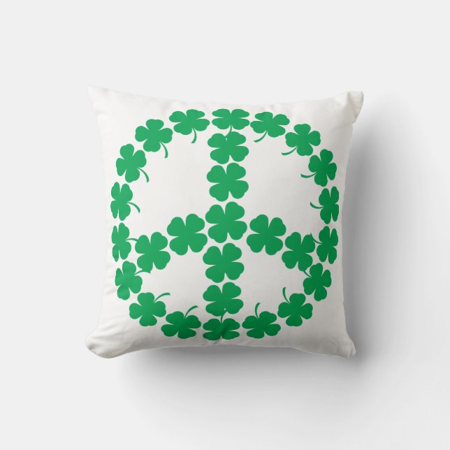 Shamrock Peace Symbol Throw Pillow (Front)