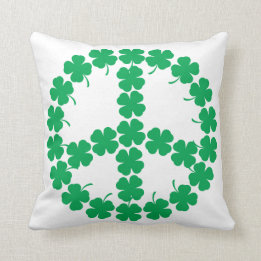 Shamrock Peace Symbol Throw Pillow