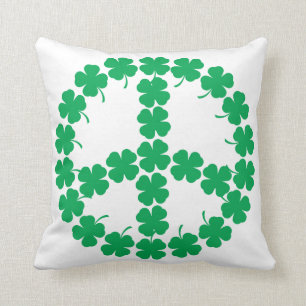 Shamrock Peace Symbol Throw Pillow