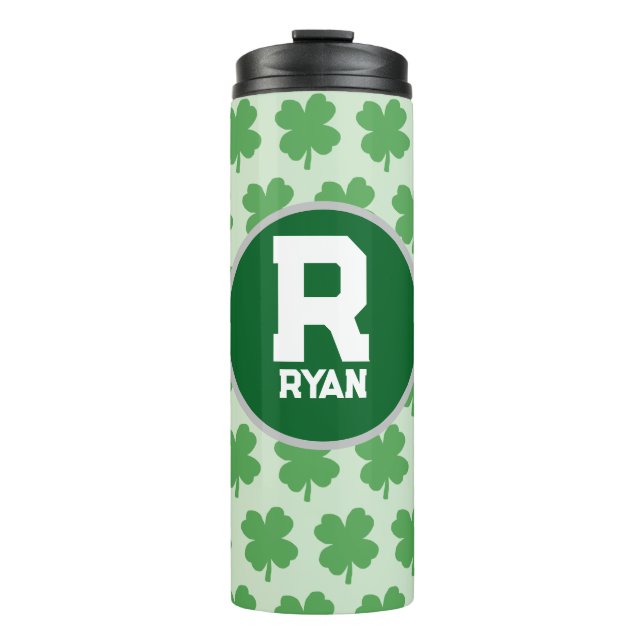 Shamrock Personalized Name Monogram green Logo Thermal Tumbler (Front)