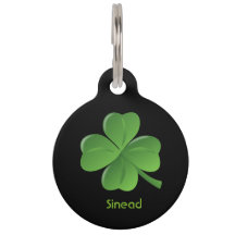 Shamrock personalized St Patrick's Day dog tag