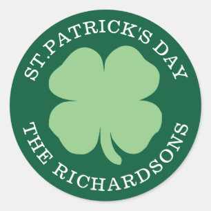 Shamrock Personalized St. Patrick's Day Green Classic Round Sticker