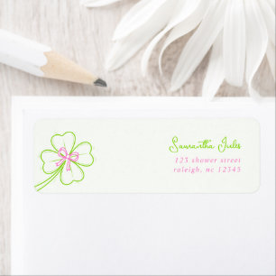  Shamrock Pink Green  Bridal Shower Return Address