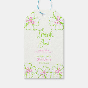  Shamrock Pink Green  Bridal Shower Thank You Gift Tags