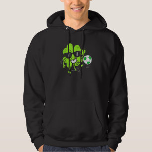 Shamrock Playing Soccer St Patricks Day Boys Kids  Hoodie