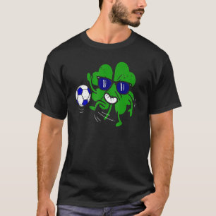 Shamrock Playing Soccer St Patricks Day Boys Kids  T-Shirt