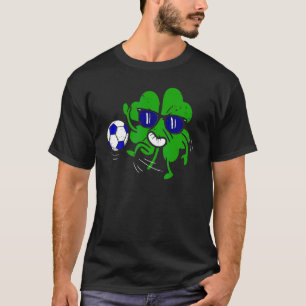 Shamrock Playing Soccer St Patricks Day Boys Kids  T-Shirt