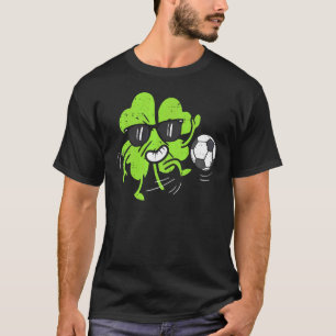 Shamrock Playing Soccer St Patricks Day Boys Kids  T-Shirt