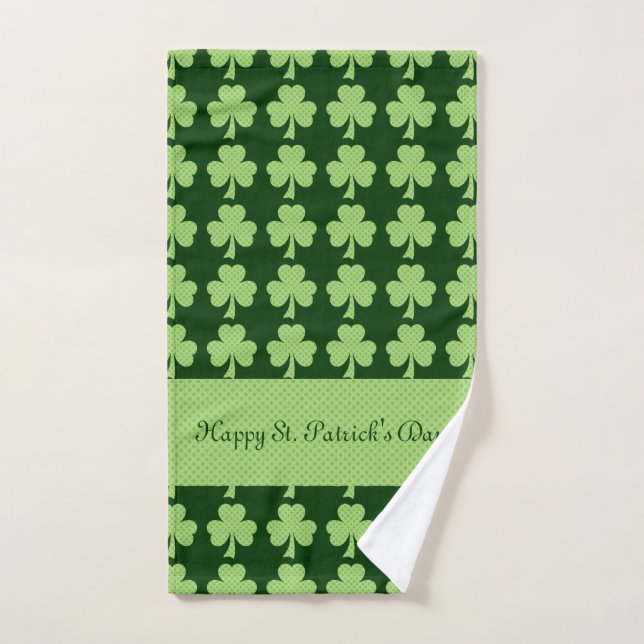 Shamrock Polka dots St. Patrick's Day Personalize Hand Towel (Hand Towel)