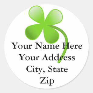 Shamrock Return Address Lable Classic Round Sticker