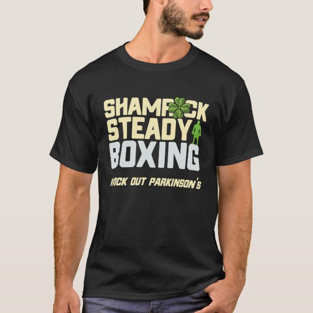 Shamrock Rock Steady Boxing Parkinson's Irish St P T-Shirt (Front)