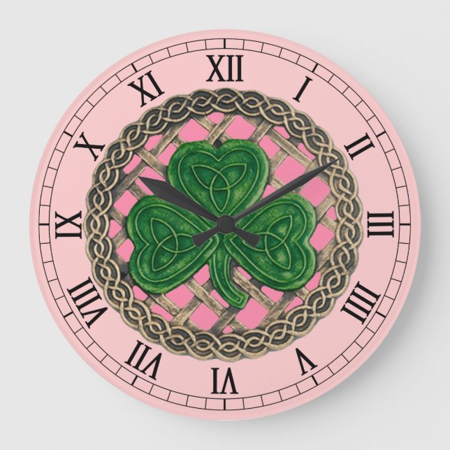 Shamrock rose et horloge de chiffres romains de (Recto)