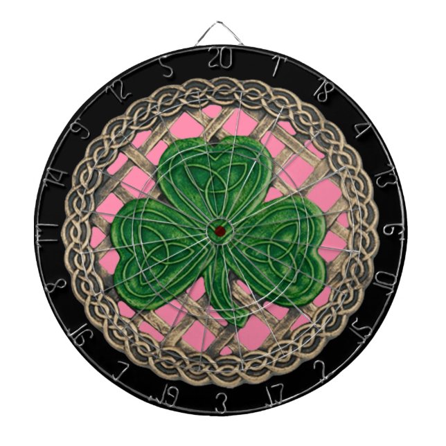 Shamrock rose sur la Cible de flechettes des noeud (Devant)