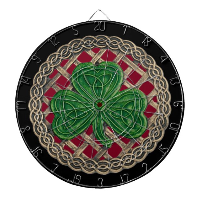 Shamrock rouge sur la Cible de flechettes des noeu (Devant)