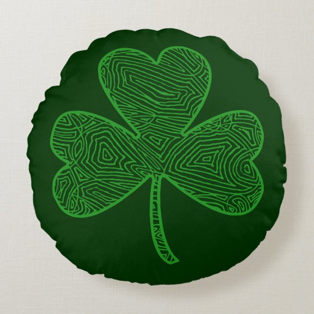 Shamrock Round Pillow (Front)
