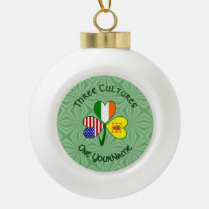 Shamrock Scot Lion Ireland USA Flags Personalized  Ceramic Ball Christmas Ornament
