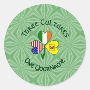 Shamrock Scot Lion Ireland USA Flags Personalized Classic Round Sticker